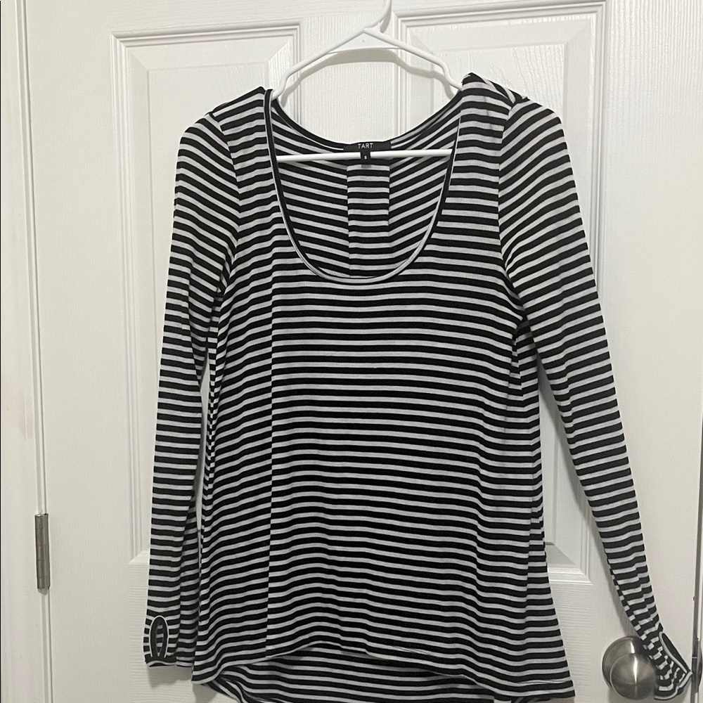 Tart Black and White Striped Blouse